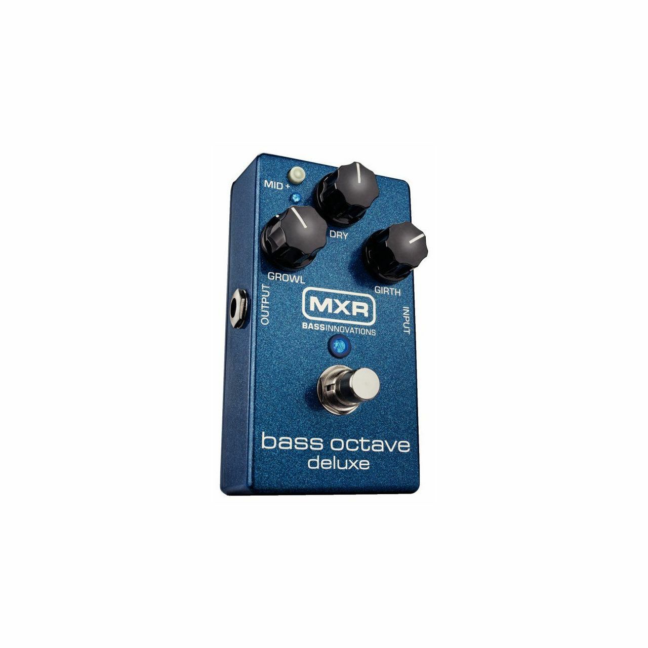 Bass-Effektpedal, Oktaver-Pedal, blaues Gehäuse, Drehregler, Fußschalter