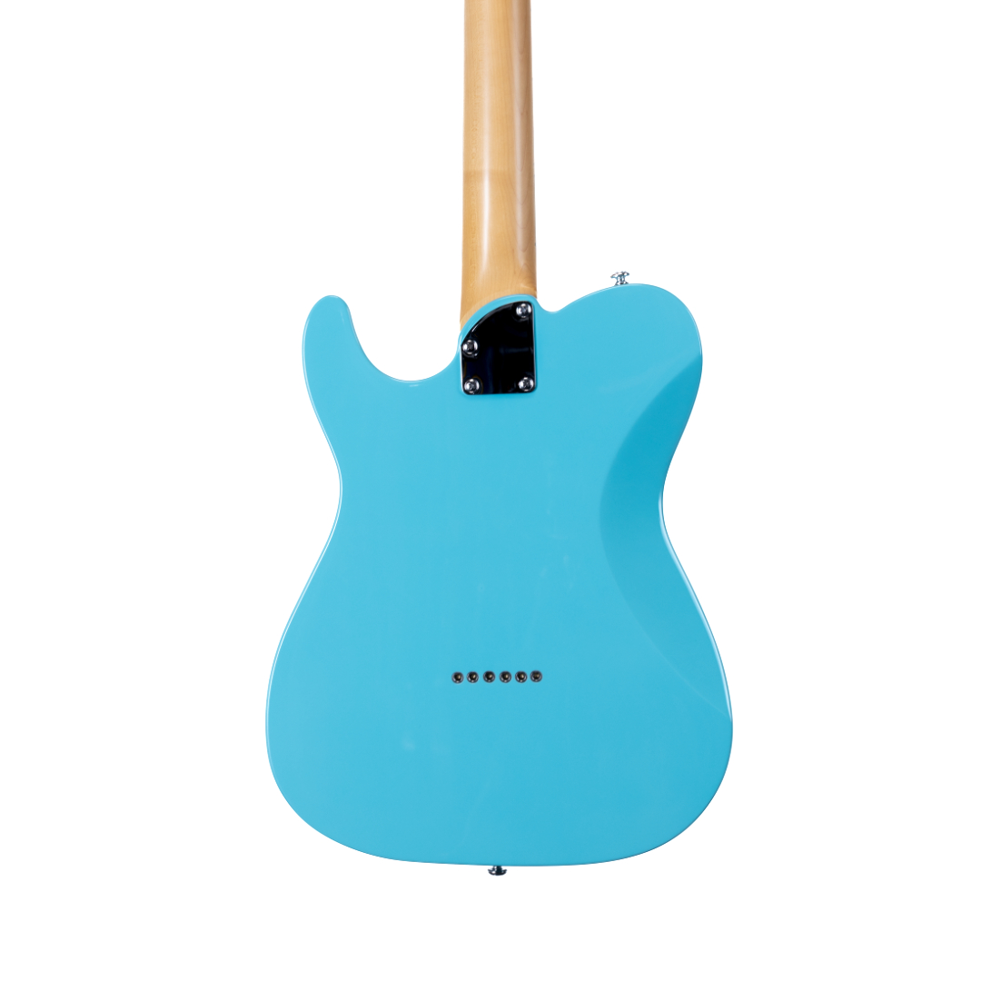 E-Gitarre, türkiser Korpus, Holzkorpus, glänzende Lackierung