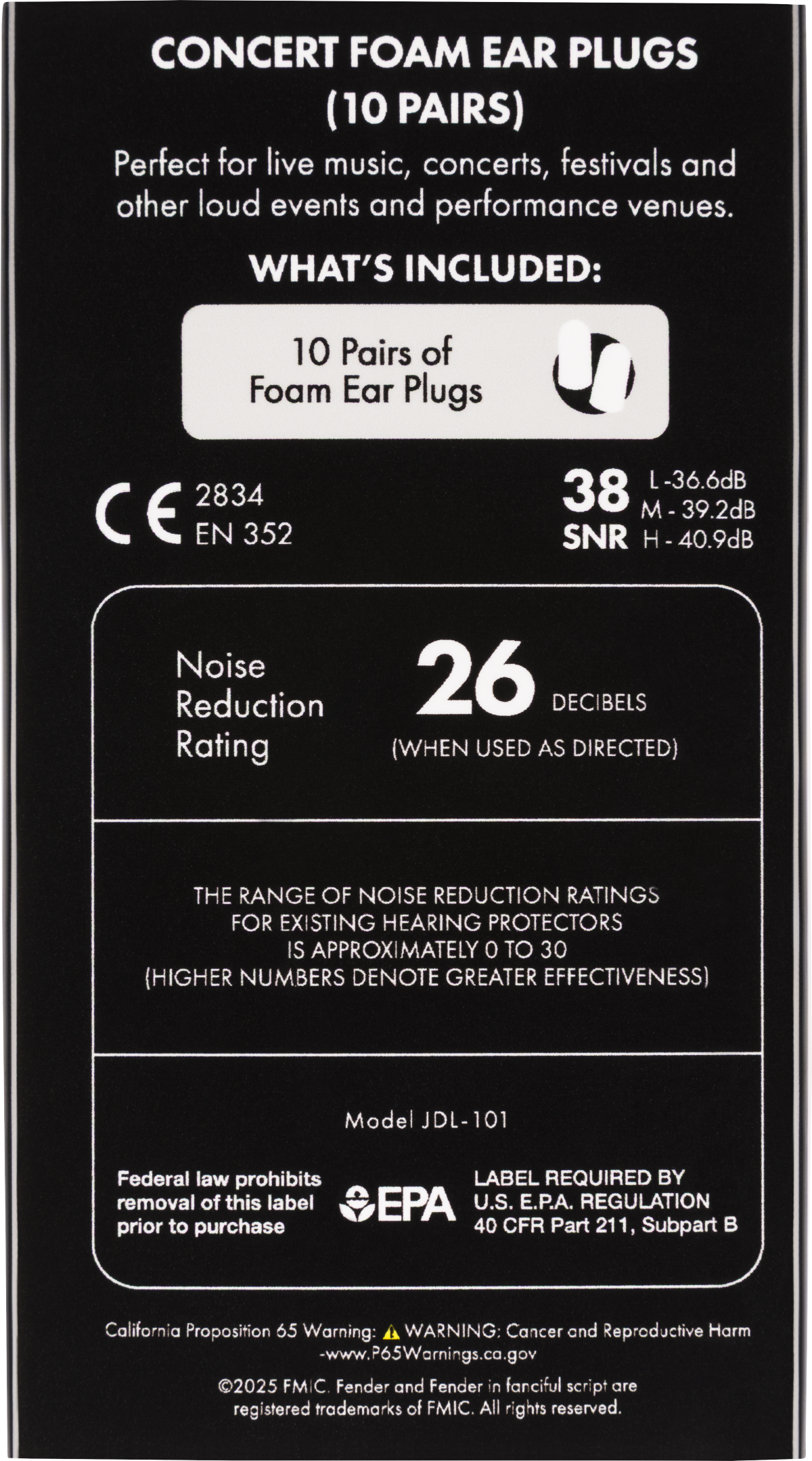 Concert Ear Plugs 10 Pair