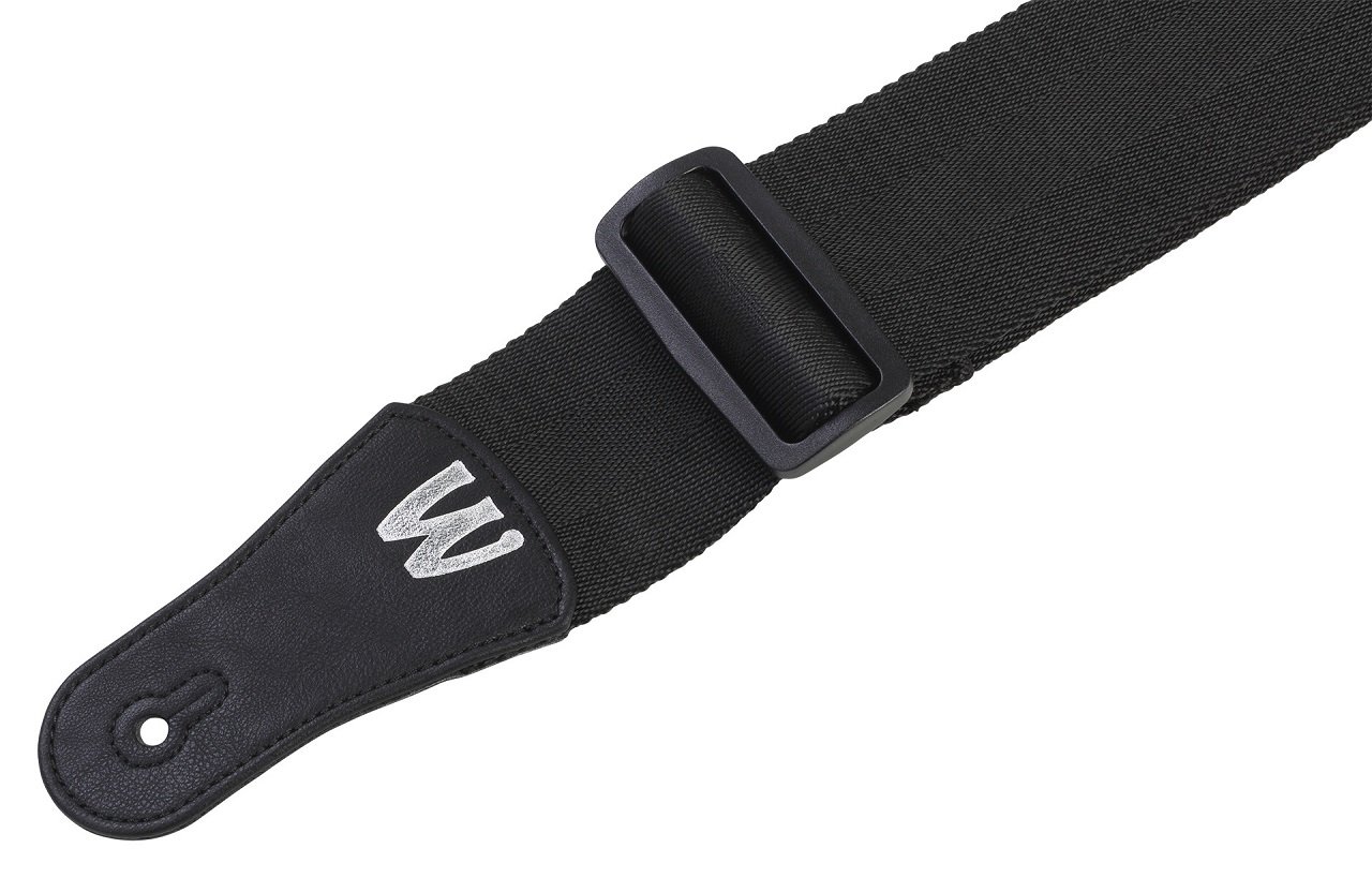 Nylon Bass Strap - Black, Silver Embossing