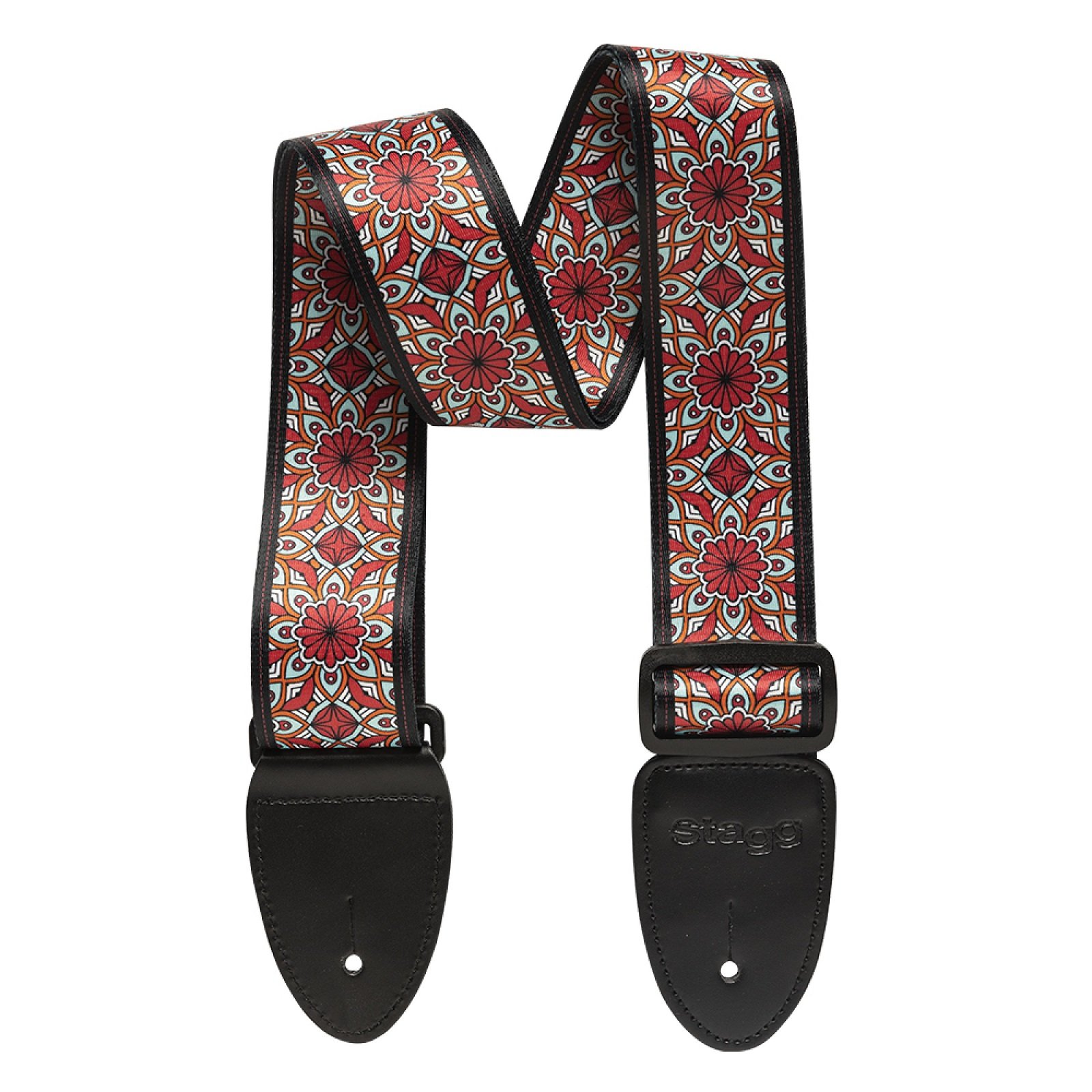 Terylen-Gitarrengurt mit Mandala-Muster, rot