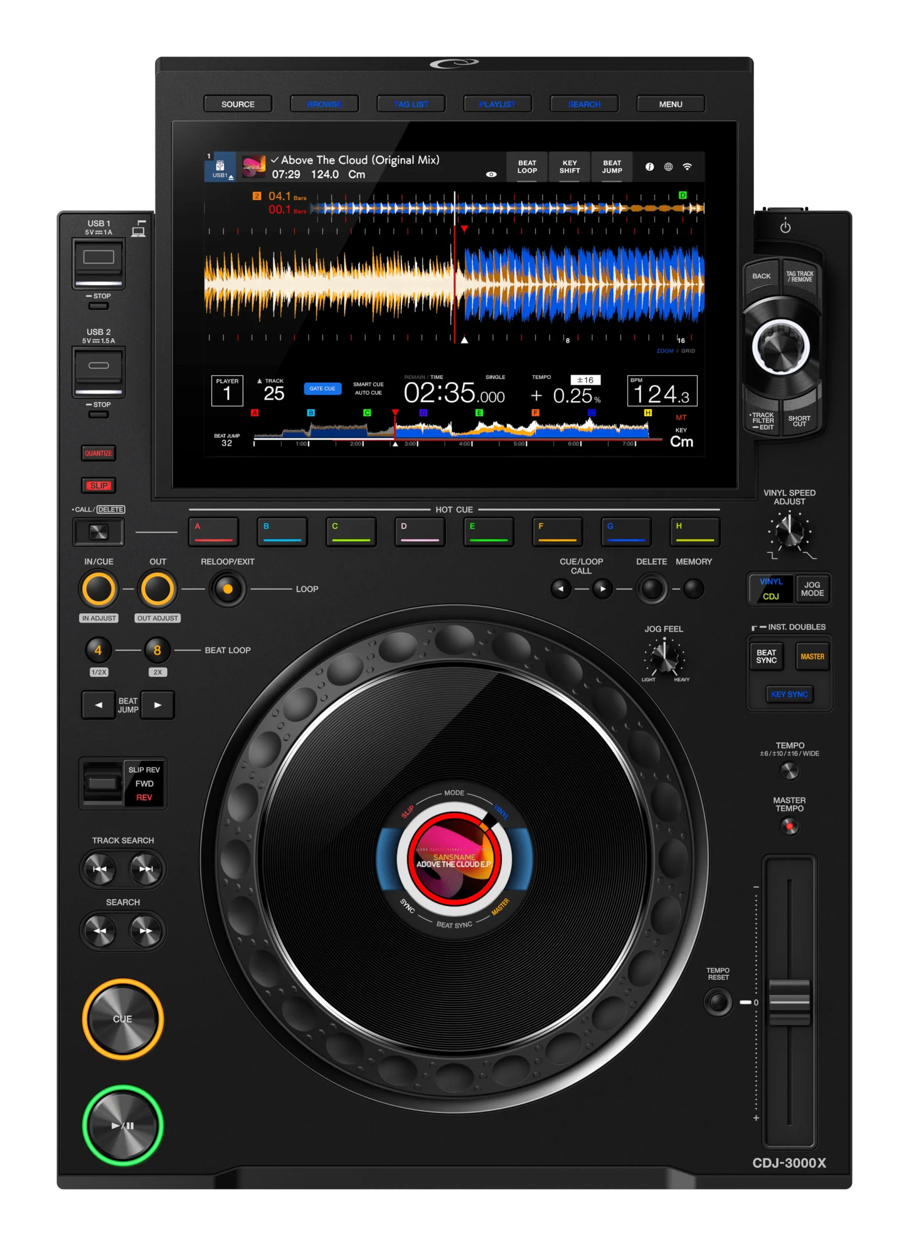 DJ-Mediaplayer, schwarz, Touchscreen, Jog-Wheel, Digitalplayer, DJ-Player, Musikplayer, Schwarz, Touchscreen, Jog-Wheel