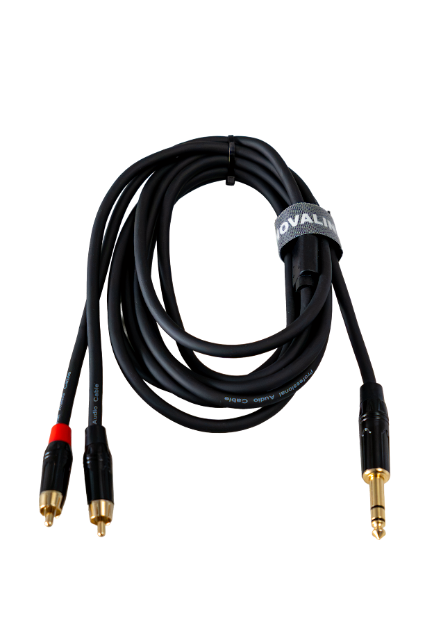 Audiokabel, Cinch-Klinke-Kabel, Doppel-Cinch-Stecker, 6,3-mm-Klinkenstecker, Schwarzes Kabel