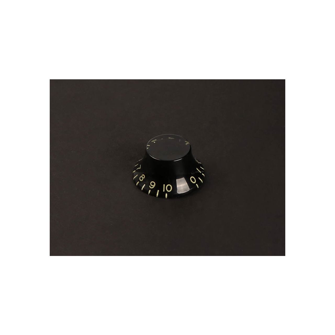 Potiknopf, Bell Knob, LP, embossed numbers, inch size for USA pots, relic black 