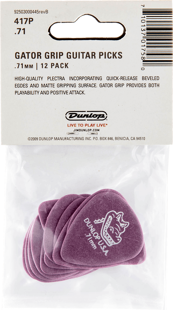Plektrum Gator Grip, 0.71 mm, Player's Pack (12 Stck.)