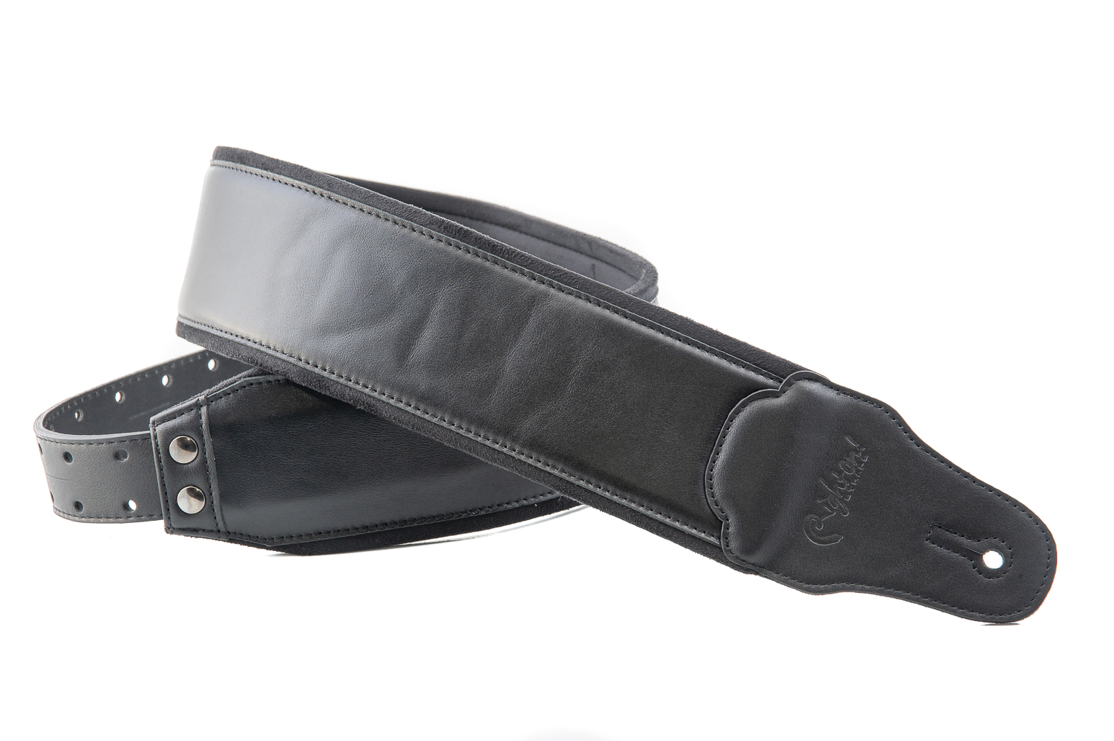 Smooth Black Leather Bass Strap