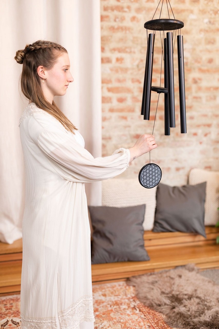 Flower of Life Meditation Chime 36" / 90 cm, Schwarz