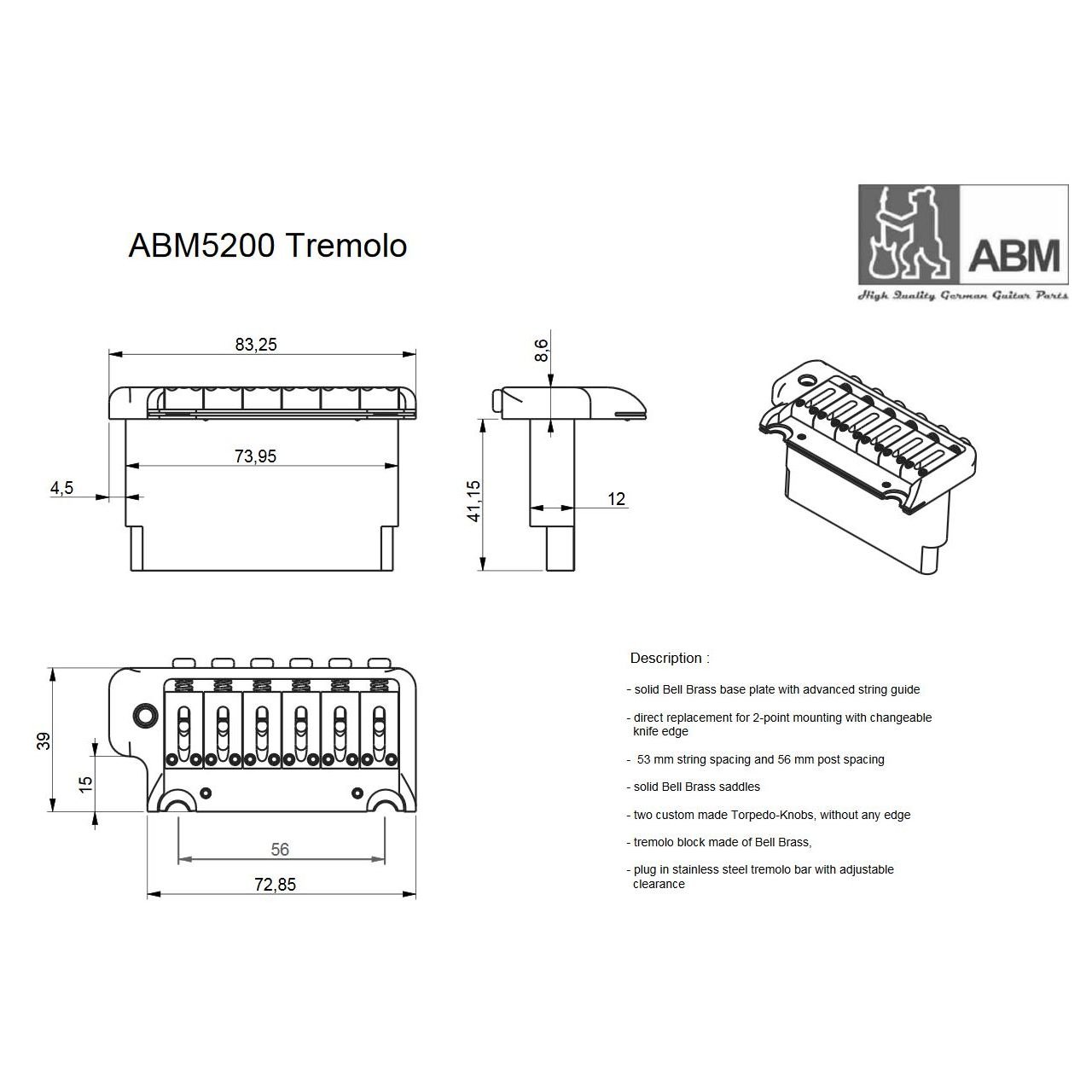 5200c Modern 2-Point Tremolo, chrom