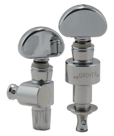 121C5 Geared Banjo Pegs with Metal Button - 5 pcs. - Chrome