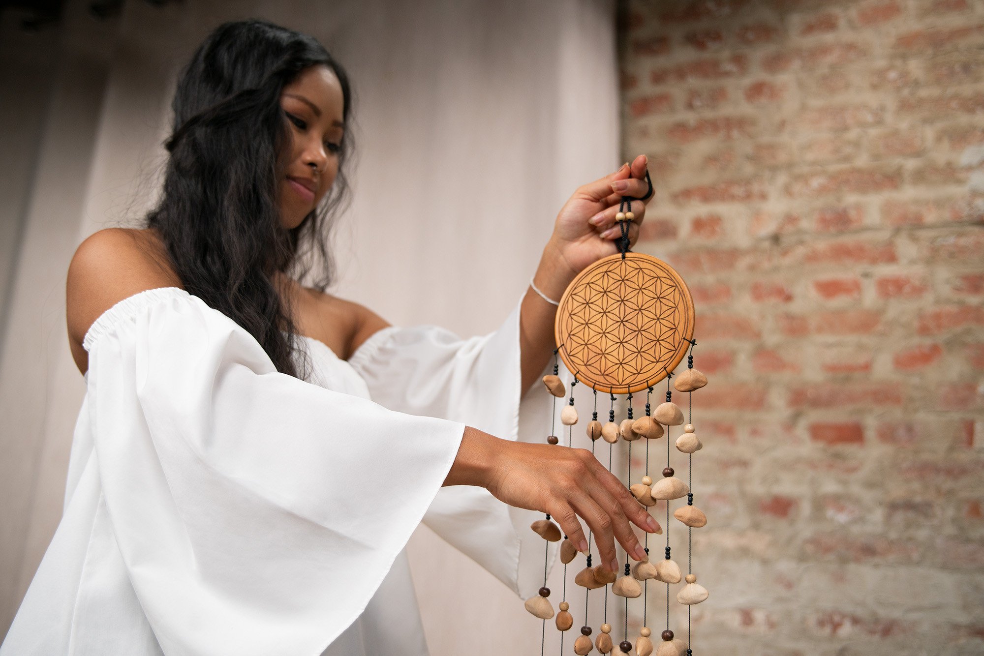 Medium Flower of Life Kenari Chimes - 8 Cords