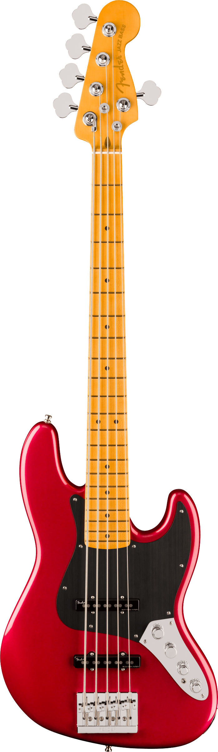 American Ultra II Jazz Bass V Maple Sinister Red