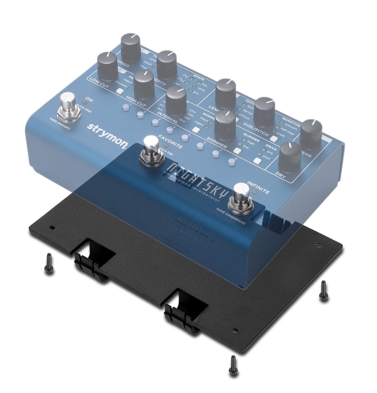 QuickMount Type J2 - Pedal Mounting Plate for STRYMON NightSky, STRYMON Volante Pedals