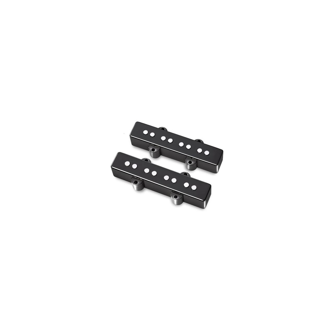 Passive J/J-Style Bass Pickup Set, Metal Cover, Open Pole Pieces, 4-String - Black Chrome