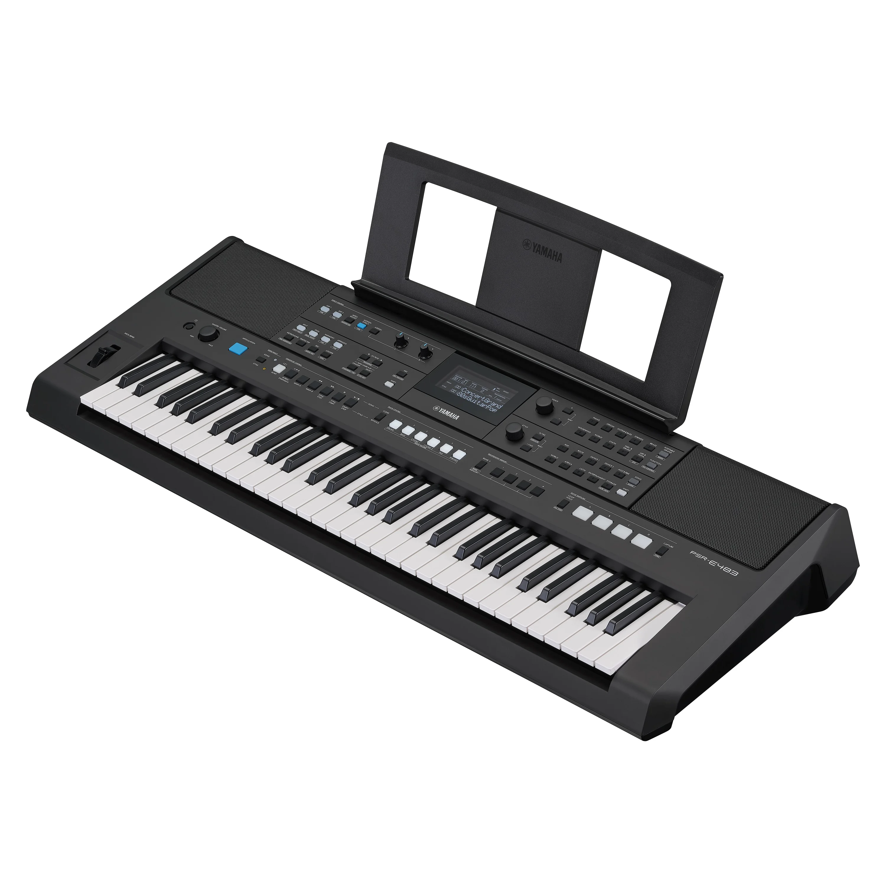 Yamaha PSR-E483 Dreiviertelansicht: ¾ Perspektive