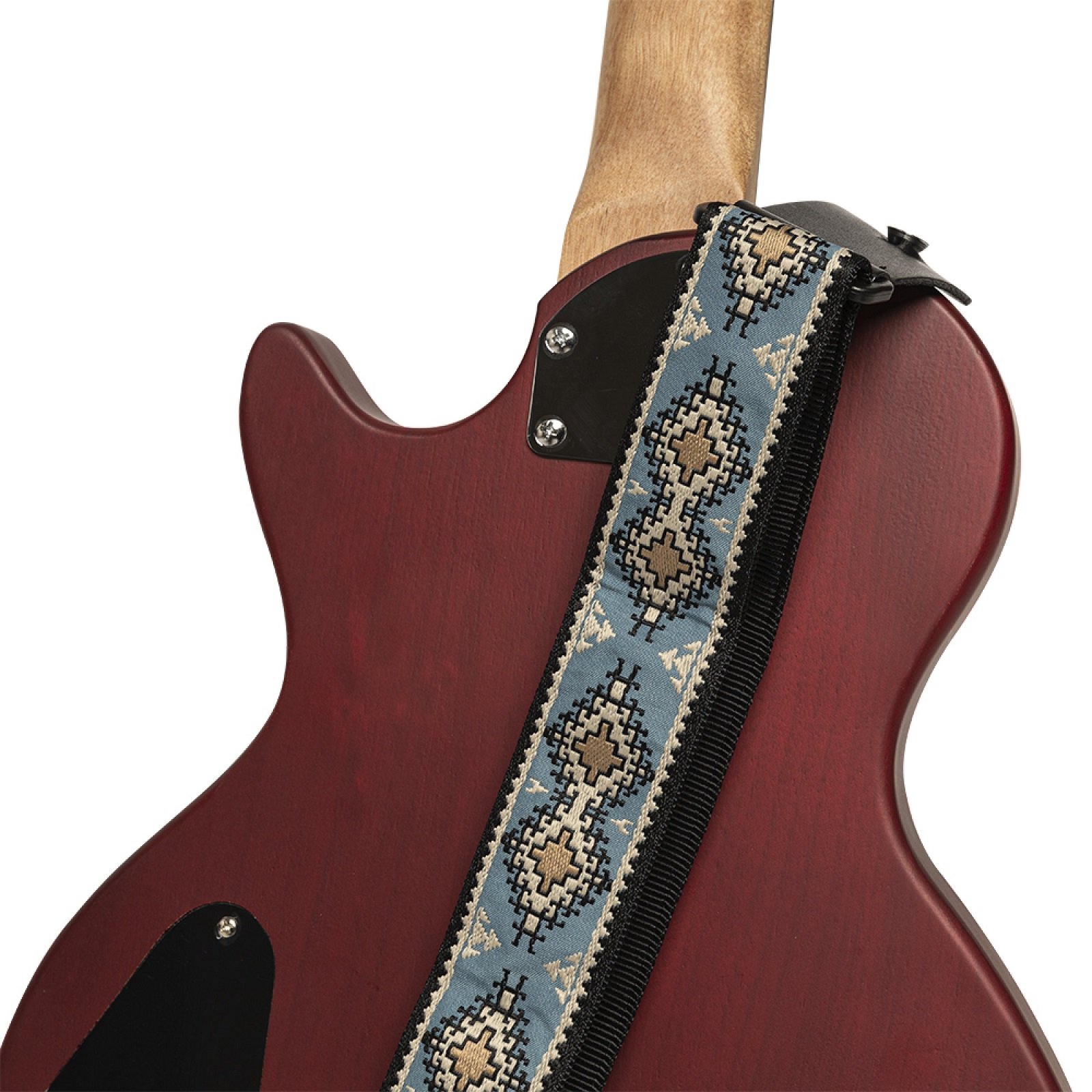Gitarrengurt aus gewebtem Nylon, Rautenmuster, blau