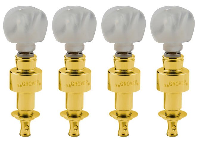 123G Geared Banjo Pegs with Round Pearloid Button - 4 pcs. - Gold