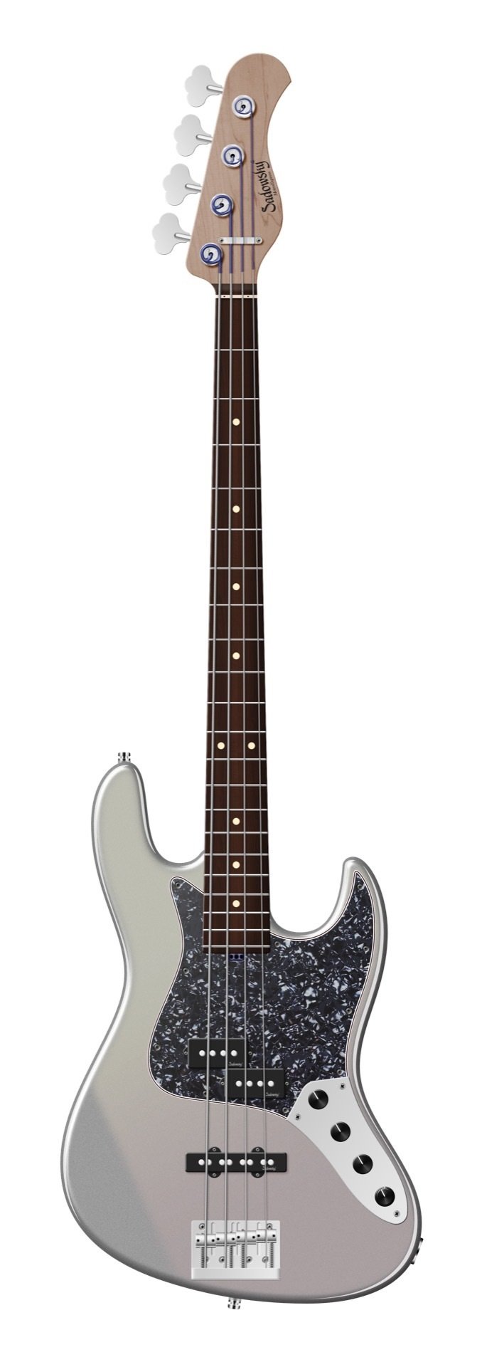 MetroExpress 21-Fret Hybrid P/J Bass, Morado Fingerboard, 4-String - Solid Silver Sparkle Metallic H