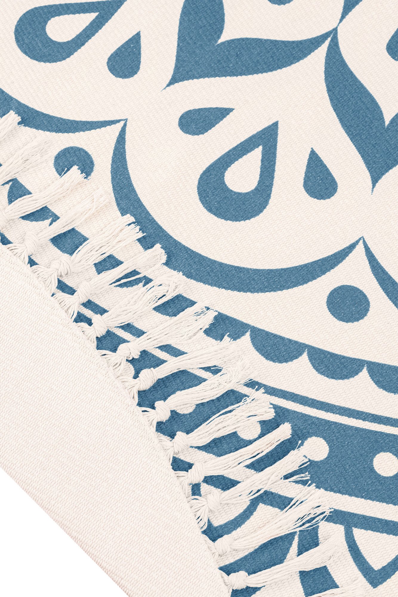 Meditation Rug - Navy Blue / Floral Design