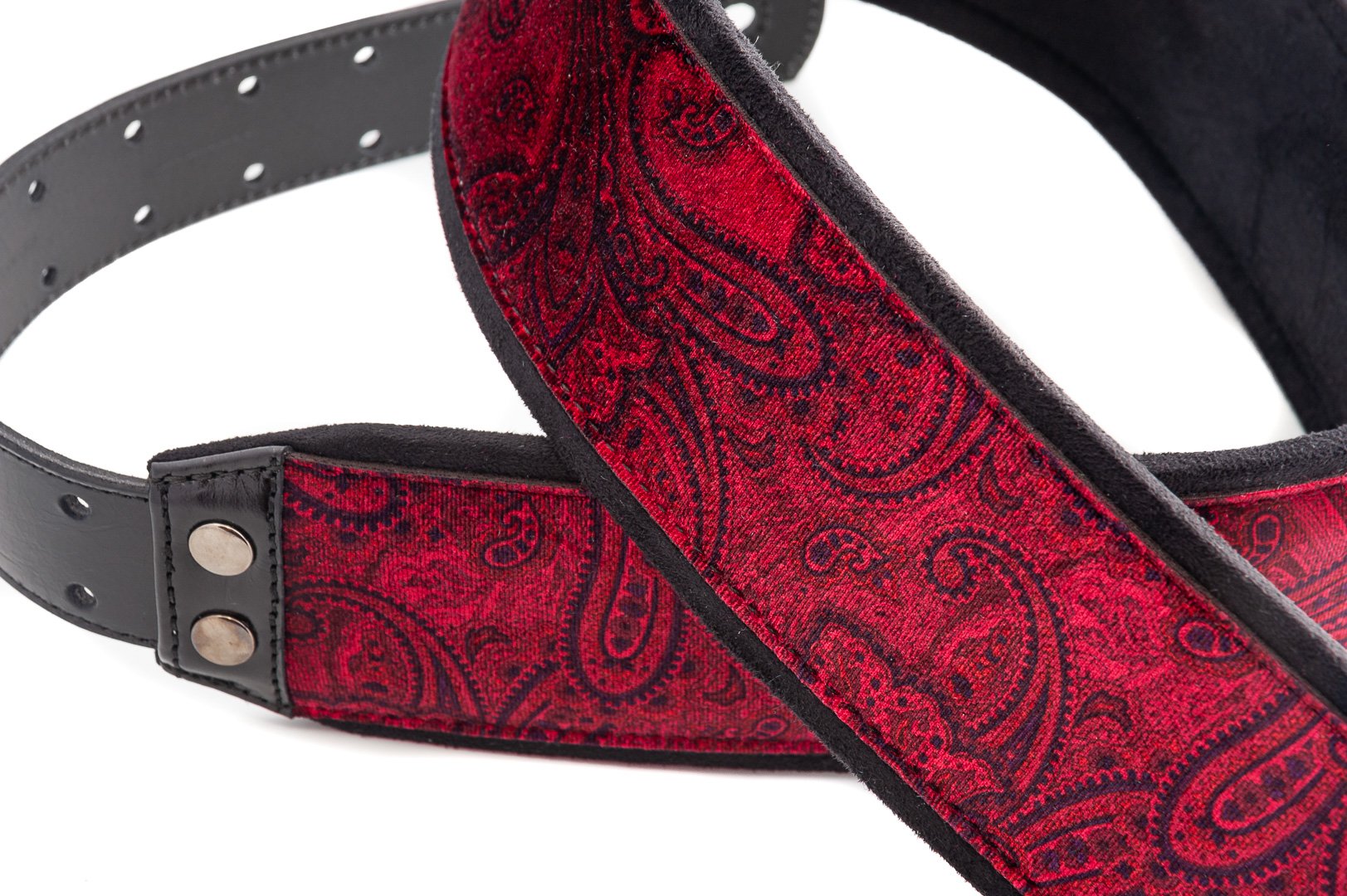 Paisley Velvet-70 Red Wide Guitar Strap