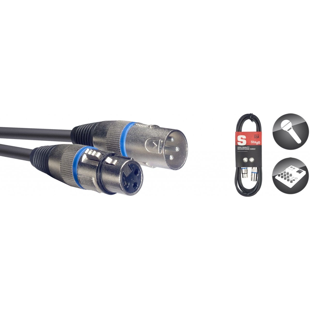Mikrofonkabel XLRw-XLRm 3m - Blau
