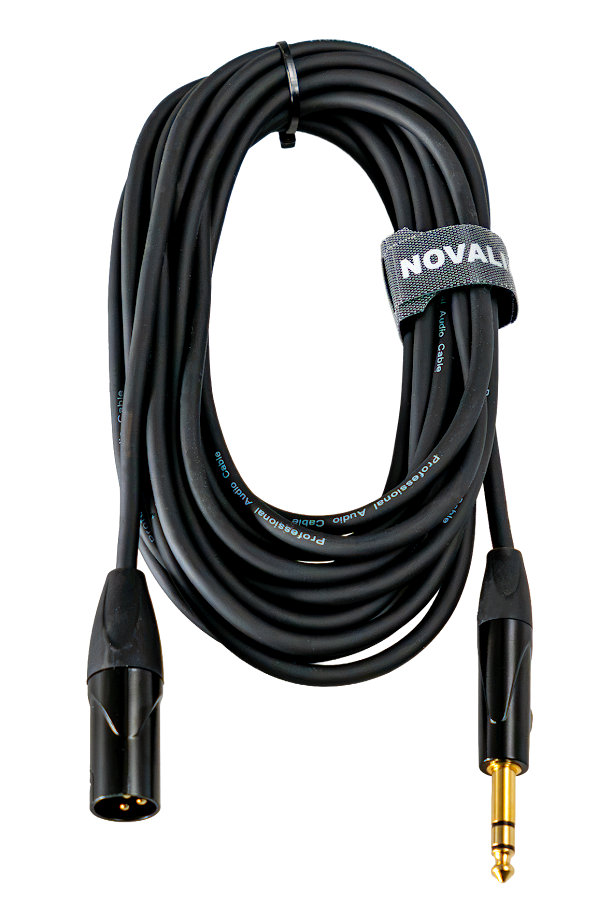 Audiokabel, XLR-Klinke-Kabel, schwarz, Metallstecker, spiralförmig