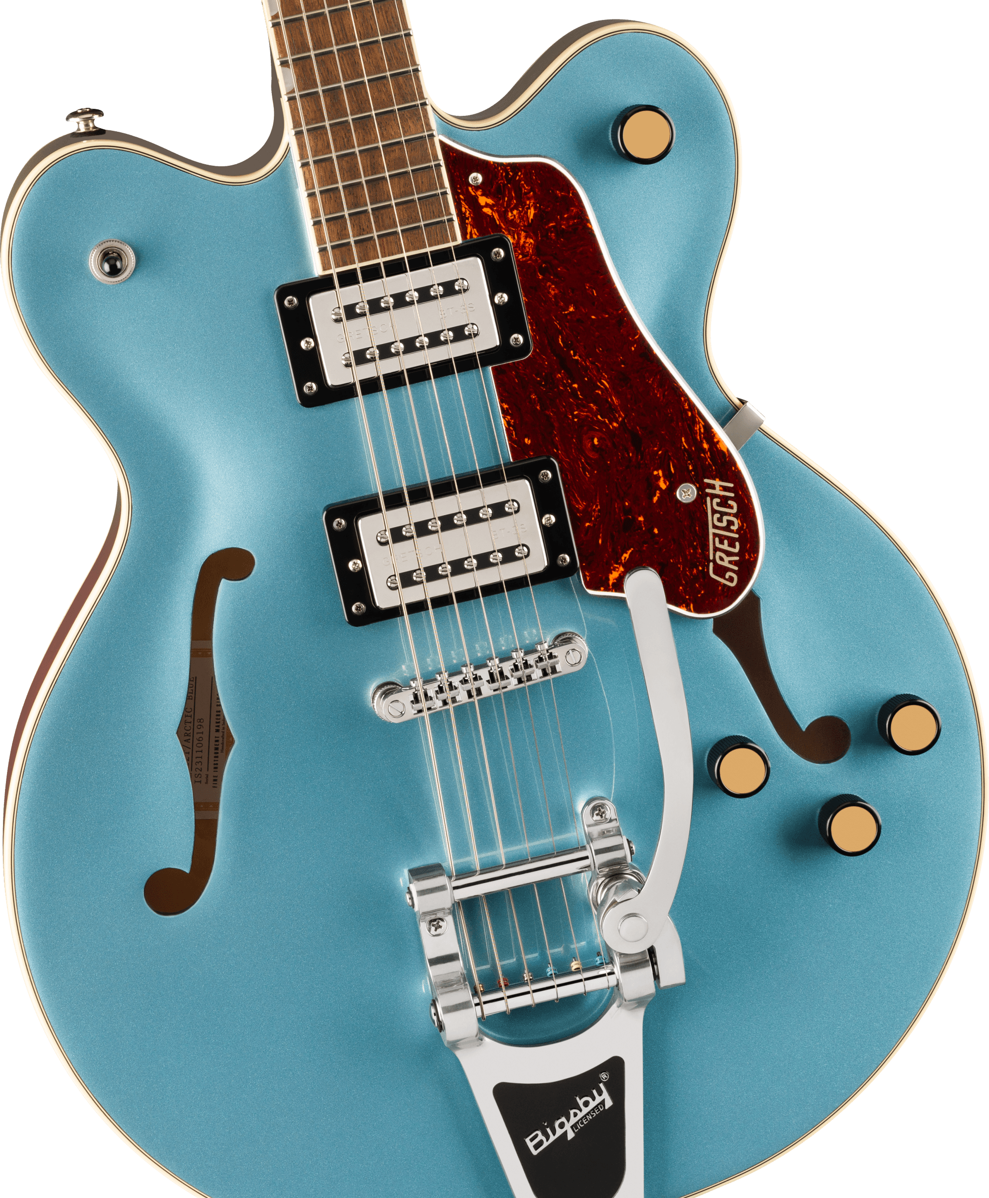 E-Gitarre, Semiakustik, blaues Finish, Humbucker, Tremolohebel