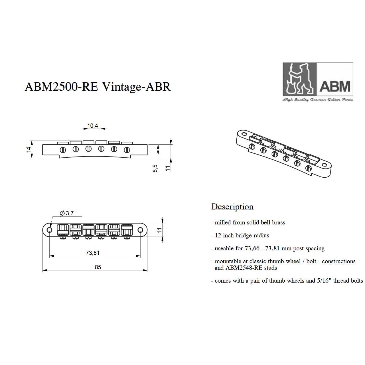 2500c-RE TOM-Style Bridge 50s & 60s Style, chrom