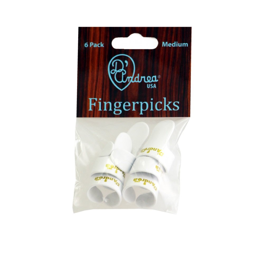 Finger Picks (R6374 MD WHT), 6 pcs Pick Pack, Medium, White