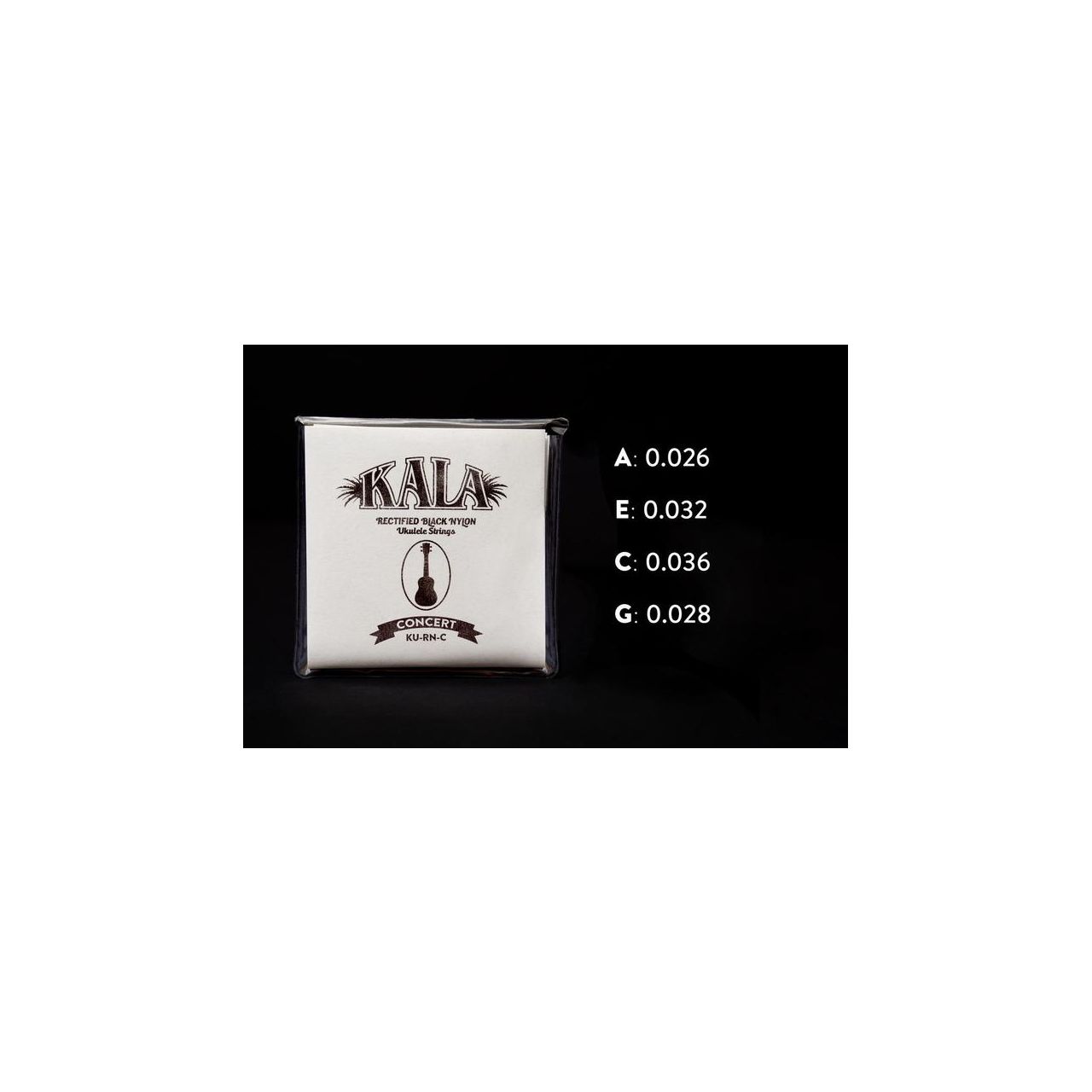 Rectified Black Nylon - KU-RN-C - Ukulele String Set, Concert, High G