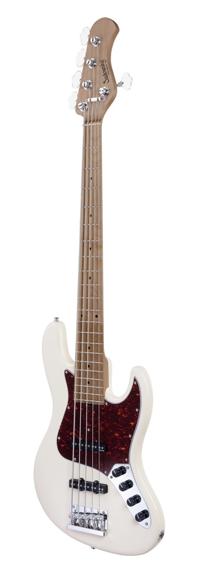 MetroExpress 21-Fret Vintage J/J Bass, Roasted Maple Fingerboard, 5-String - Solid Olympic White Hig