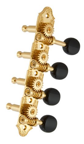 409FVGB Professional Mandolin Machines with Black Button - Mandolin Machine Heads, Vintage 4 + 4, fo