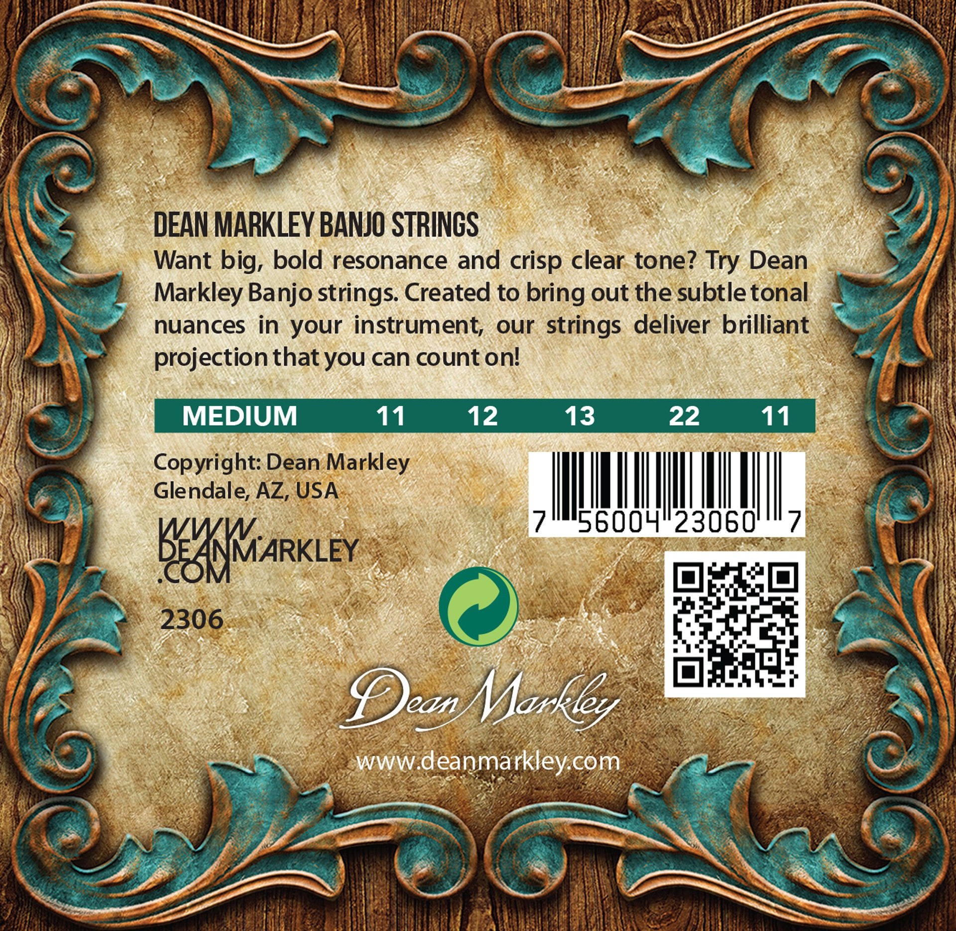 Banjo - 2306 - Banjo String Set, 5-String, Medium, .011-.022
