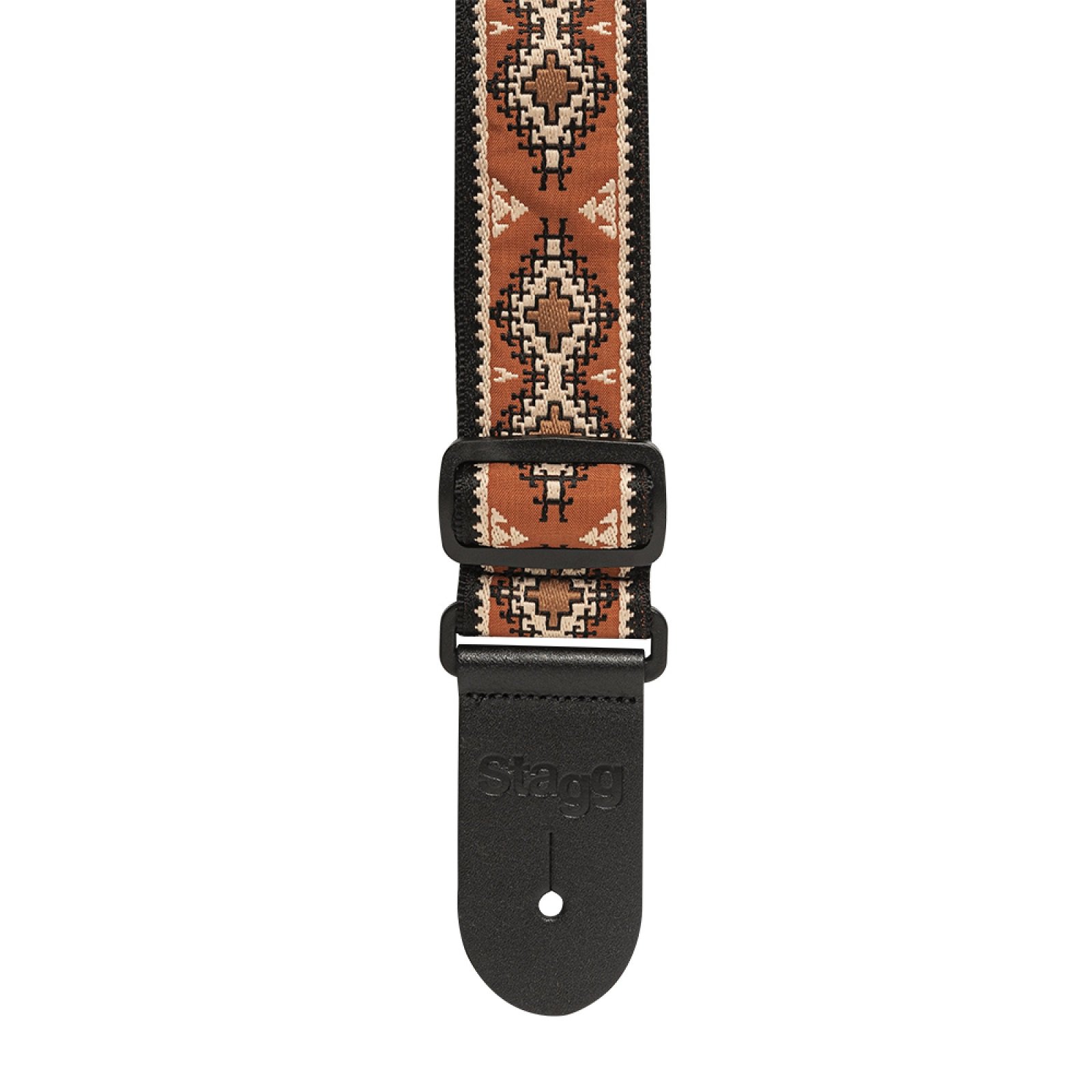 Gitarrengurt aus gewebtem Nylon, Rautenmuster, orange