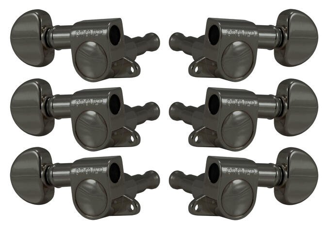 205BN Mini Rotomatics with Round Button - Guitar Machine Heads, 3 + 3 - Black Nickel