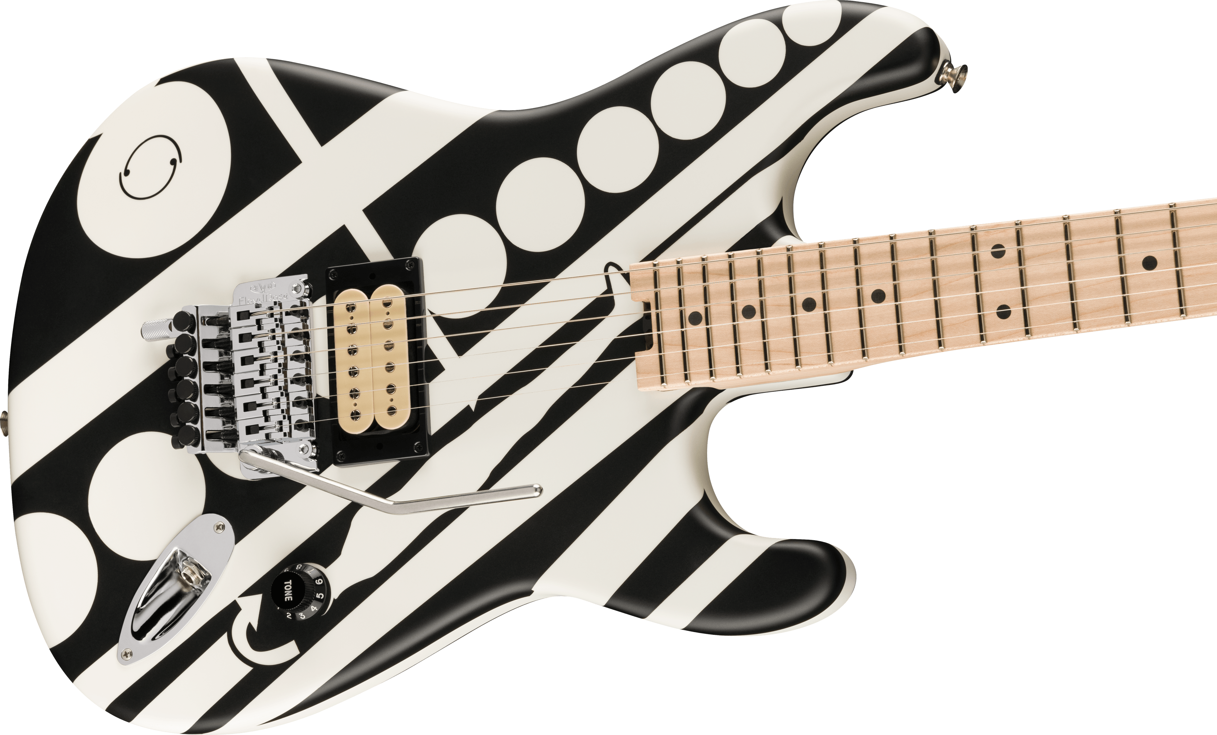 Striped Series Circles, Maple Fingerboard, White and Black