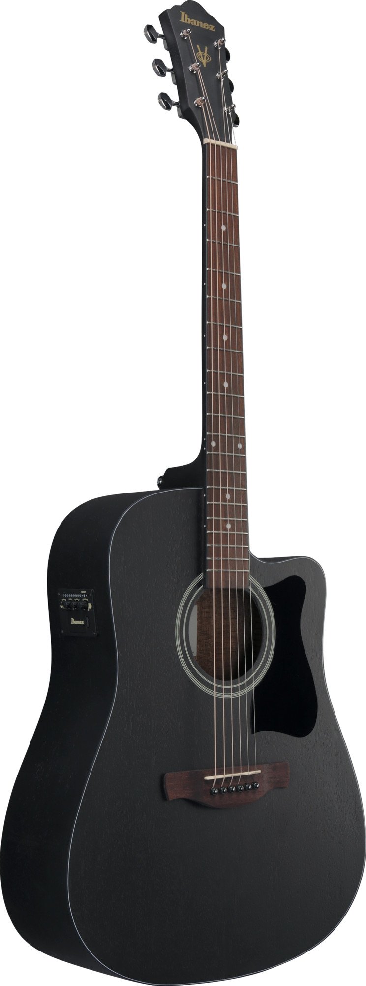 V44CE-WK Westerngitarre Weathered Black Open Pore