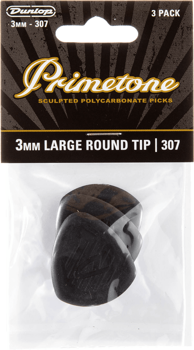 Primetone Picks, Player's Pack, 3 pcs., black, 3 mm, large, round tip 