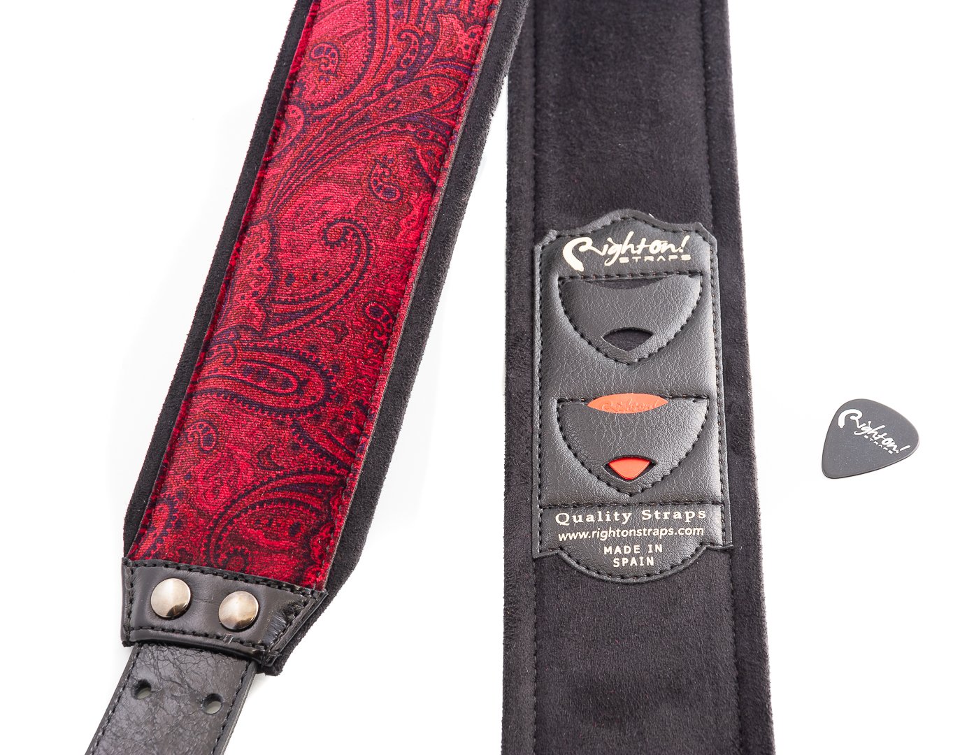 Paisley Velvet-70 Red Wide Guitar Strap