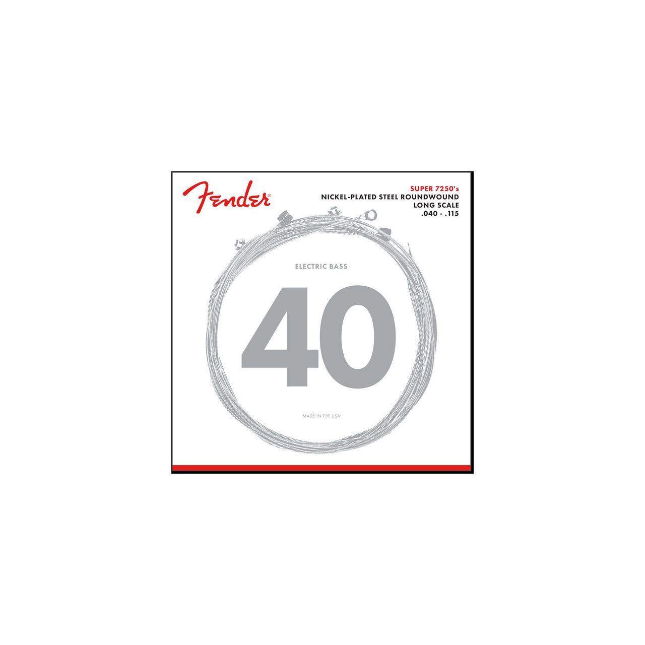 7250 Bass Strings, Nickel Plated Steel, Long Scale, 7250-5L .040-.115 Gauges, Set of 5