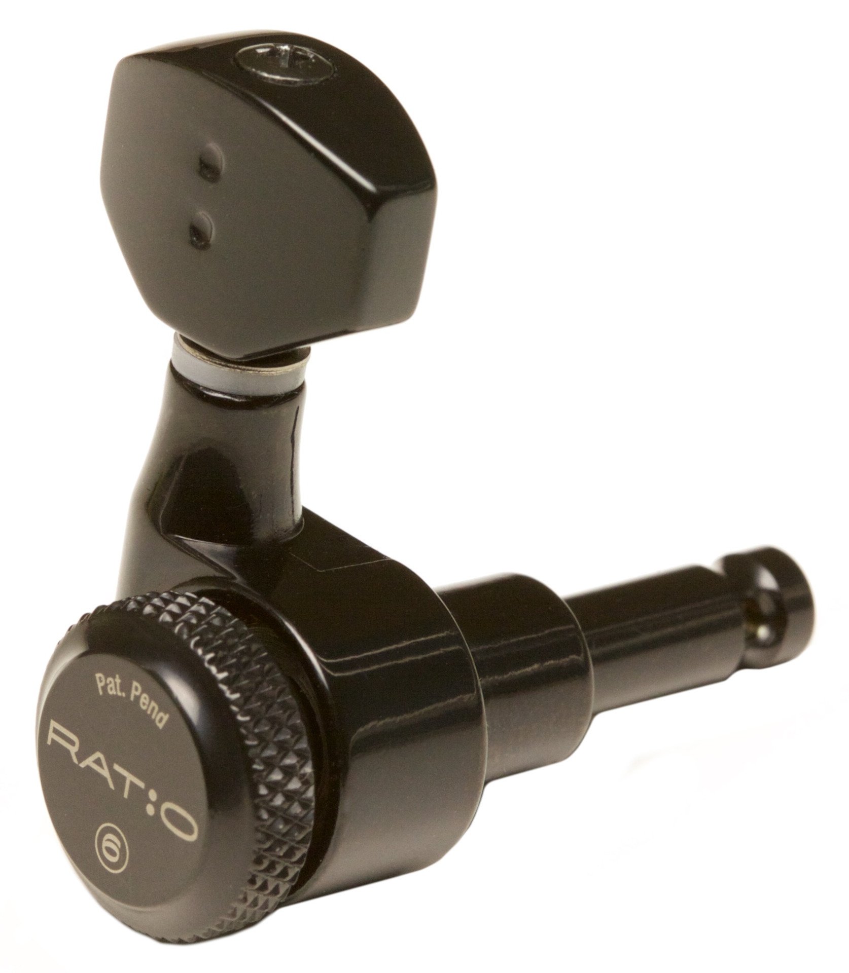 PRL-8322-B0 Ratio Electric Locking Machine Heads with Contemporary Mini Button - 3 + 3 - Black