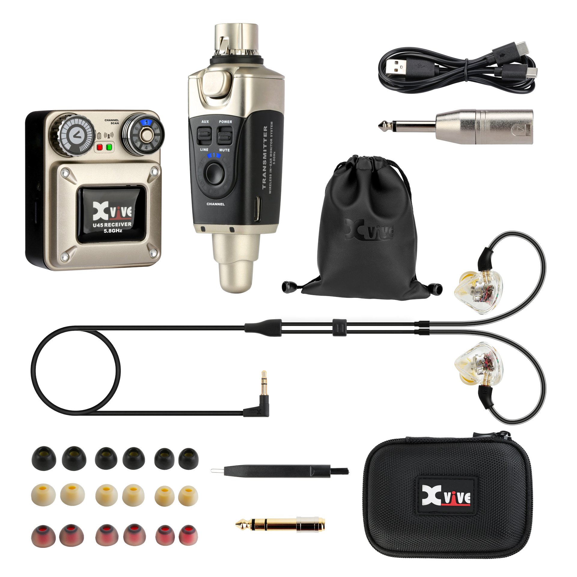 U45T9 In-Ear Monitor Wireless System, 5.8 GHz - Bundle, 1x Transmitter + 1x Receiver + 1x T9 In-Ear 