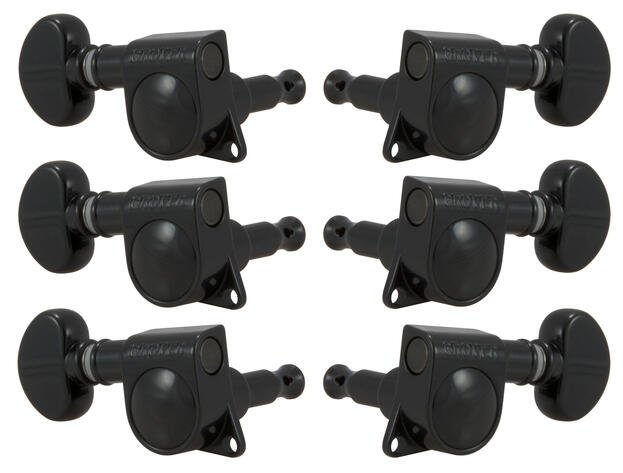 305BC Mid-Size Rotomatics with Round Button - Guitar Machine Heads, 3 + 3 - Black Chrome