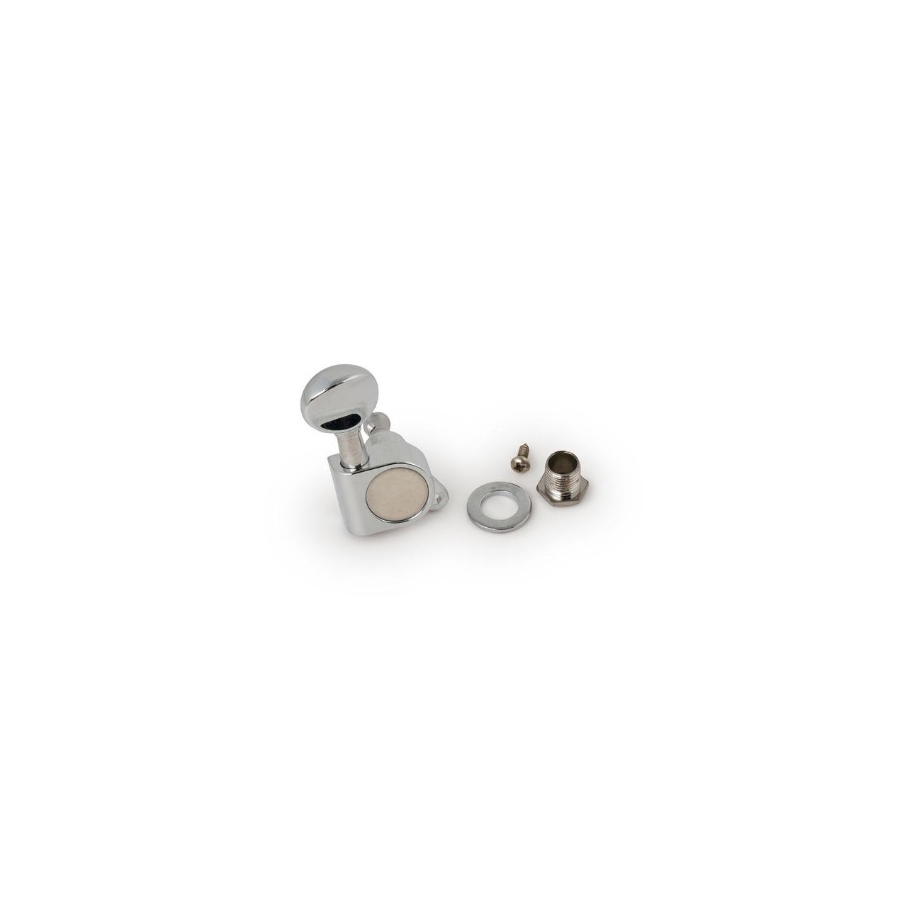 Machine Head, Closed Gear, Metal Knob, Left - Chrome 