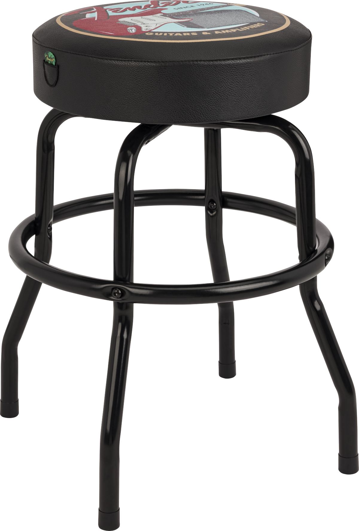 Guitars & Amps Pick Pouch Barstool, Black/Black, 24"