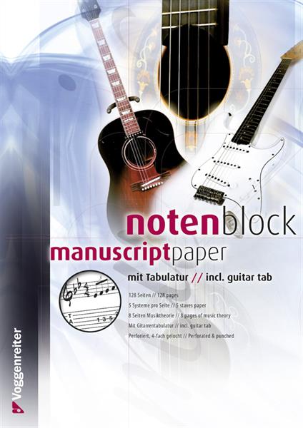 Notenpapier, Gitarrentabulatur, Musiknoten, Gitarrenmotiv, Notenblock