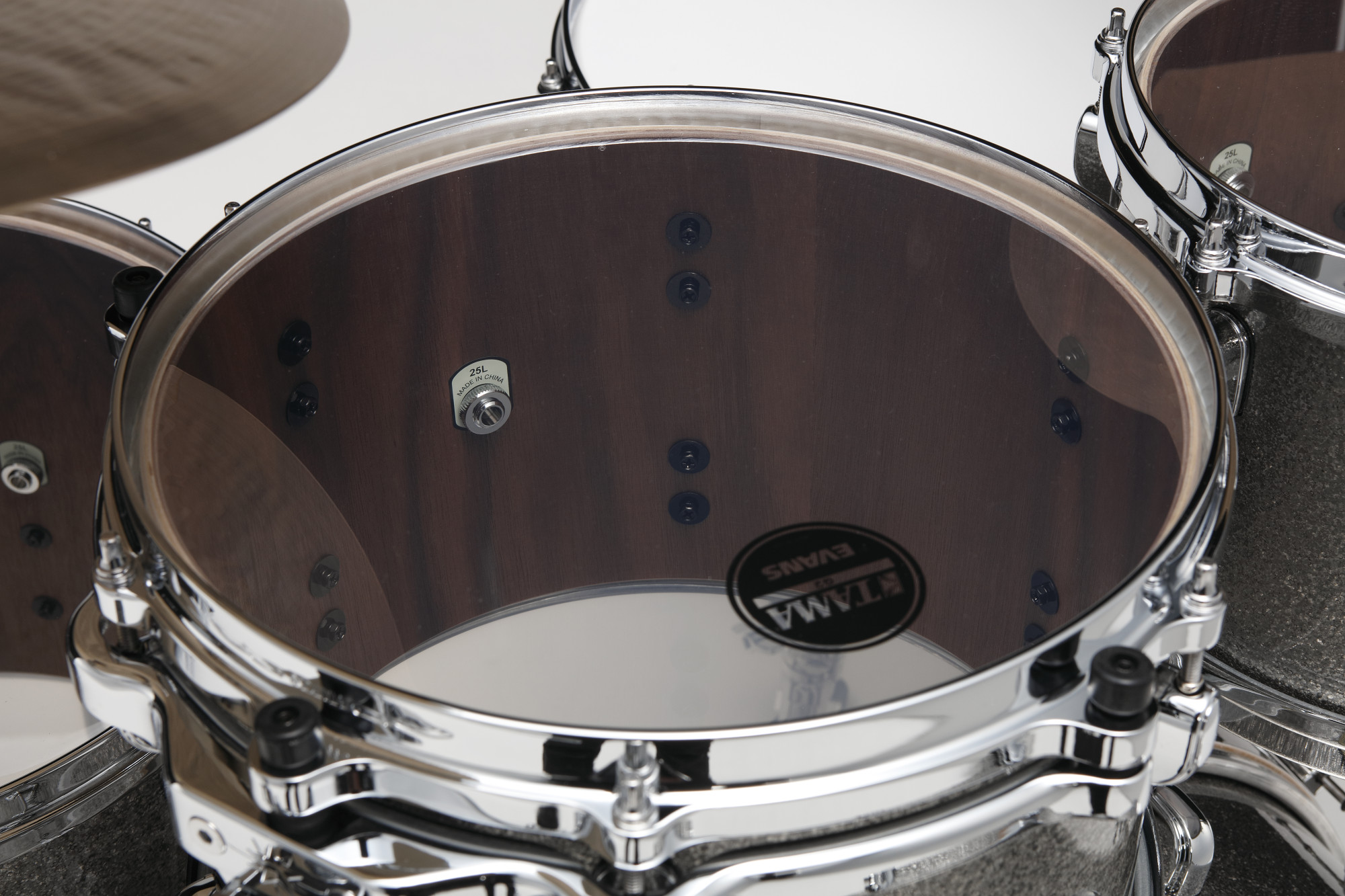 Schlagzeug-Tom, Acrylkessel, Transparentes Finish, Chrom-Hardware, 25 Liter