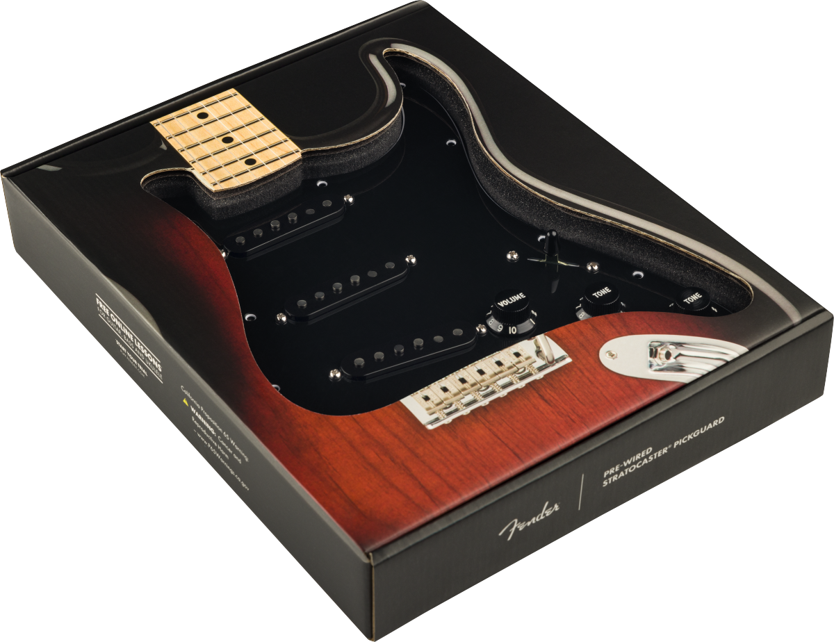 Pre-Wired Strat Pickguard Pure Vintage 59  Black 11 Hole