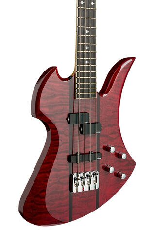 Heritage Classic Mockingbird Bass, 4-String - Quilted Maple Top, Transparent Red