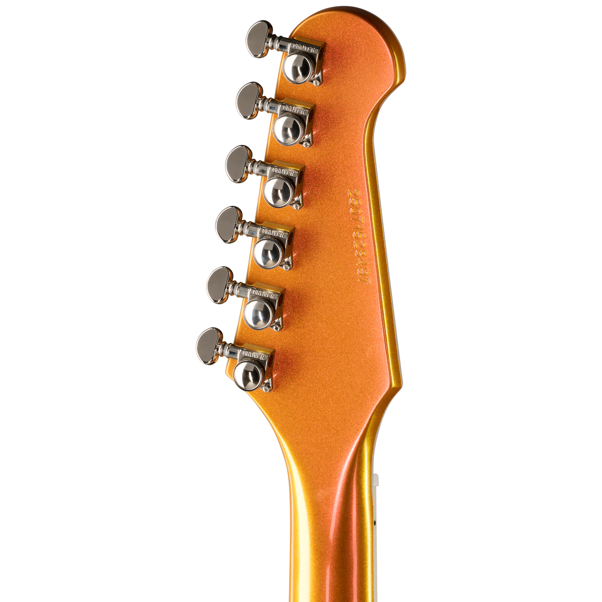 E-Gitarren-Kopfplatte, Orange Metallic, Sechs Mechaniken, Chrom-Hardware