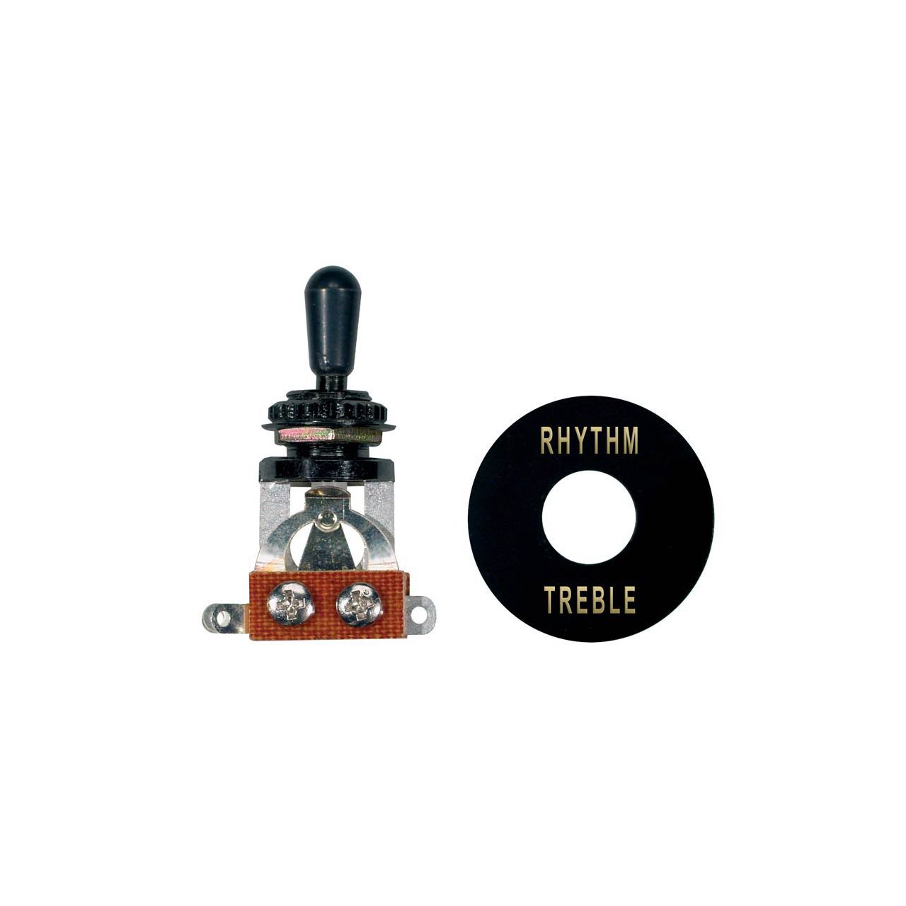 Toggle Switch, 3-Weg-Schalter, schwarz, mit Grundplatte und Knopf (schwarz)